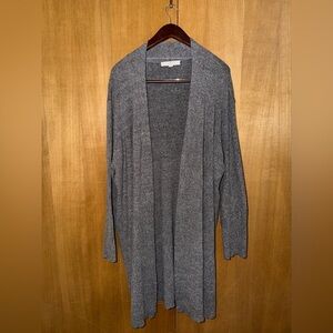 LOFT Plus Gray Open Front Longline Cardigan Sweater 24/26
